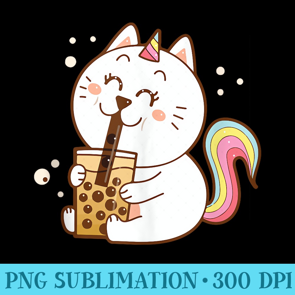 Cute Kawaii Unicorn Cat Boba Tea Youth n Girl Anime - Shirt Mockup Download - Spice Up Your Sublimation Projects