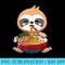 Sloth Eating Ramen Noodle Funny Kawaii Japanese Udon Humor - PNG Clipart Download - Eco Friendly And Sustainable Digital Products