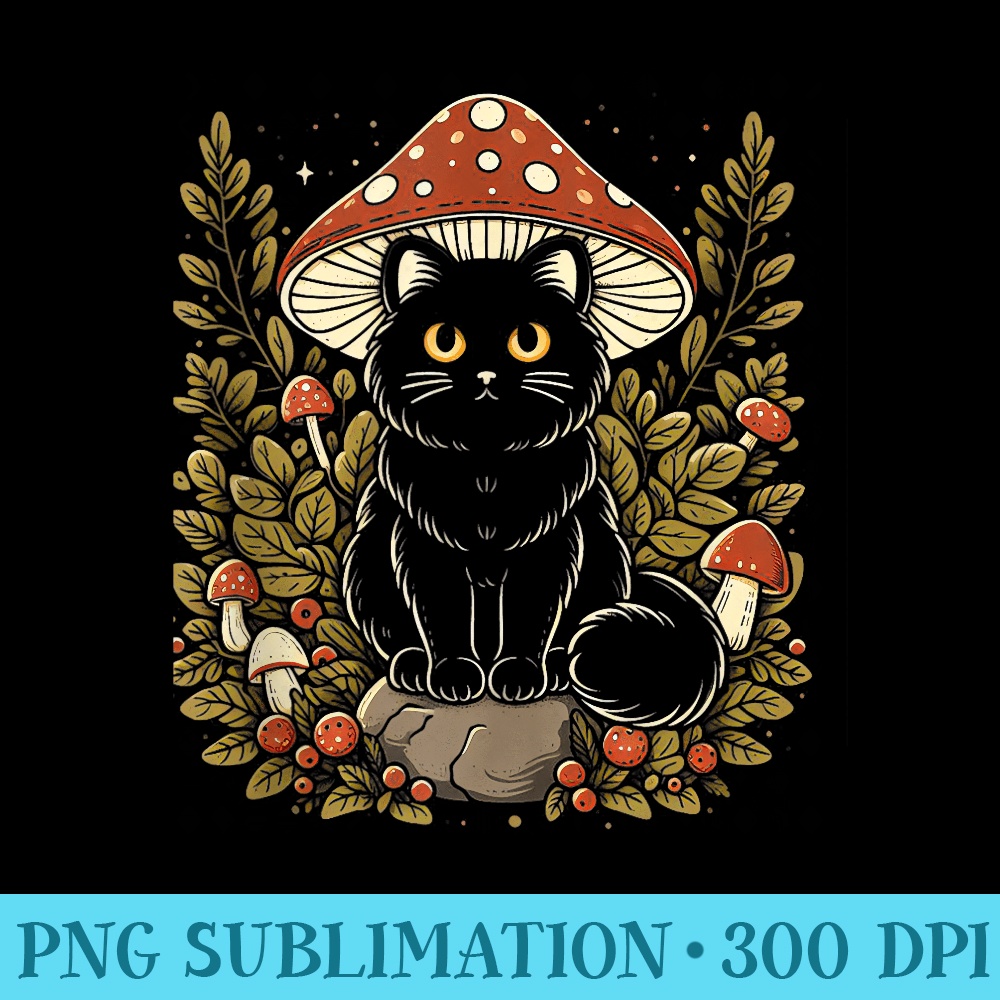 Cute Cottagecore Aesthetic Cat Mushroom Katze Pilz Kawaii - PNG Download Clipart - Transform Your Sublimation Creations