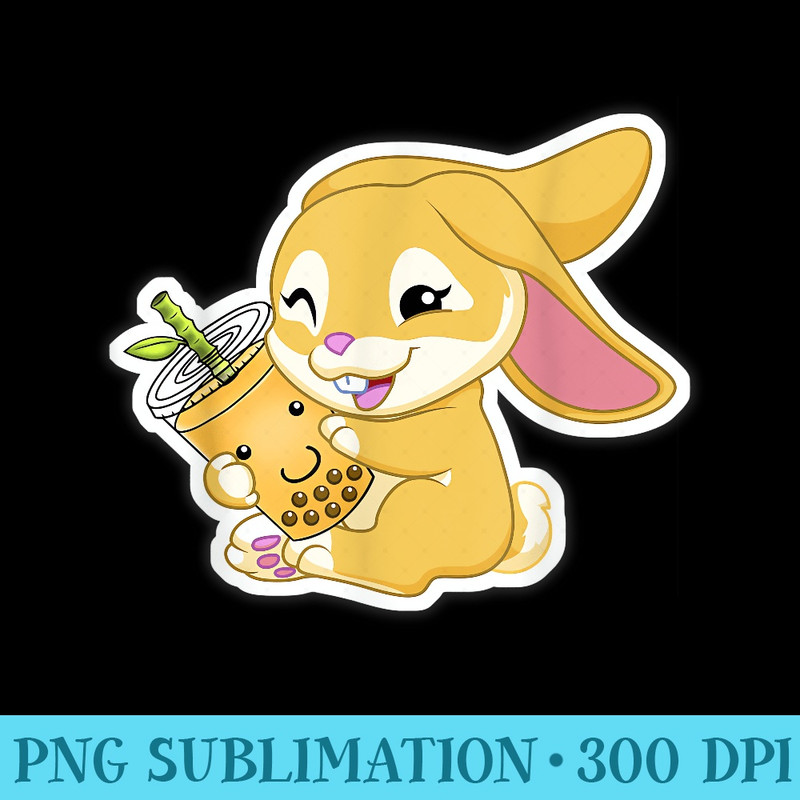 Year of the Rabbit Bunny Bae Bubble Boba Tea Chinese Zodiac - Shirt Design PNG - Fashionable and Fearless