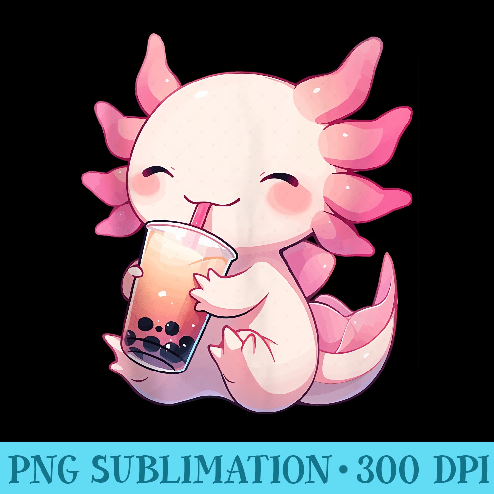 Cute Neko Axolotl Boba Tea Kawaii Anime Bubble Tea - Fashionable Shirt Design - Perfect for Creative Projects