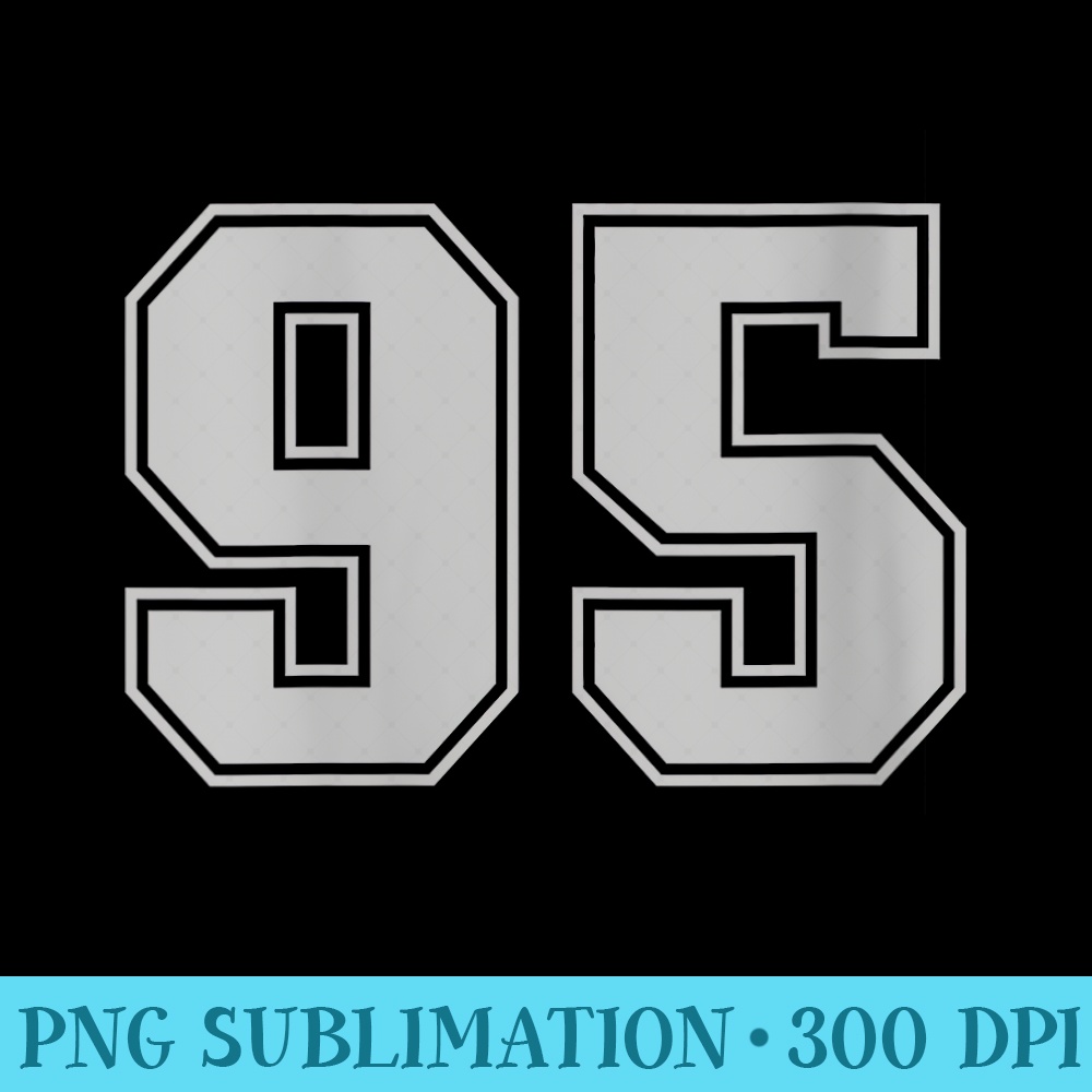 Number 95 Silver Sports Fan Jersey Number - High Resolution PNG Graphic - Unlock Vibrant Sublimation Designs