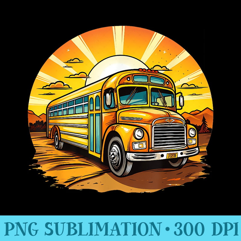 Retro Yellow School Bus Cool Professional Driver Student - High Resolution PNG File - Instant Access To Downloadable Files