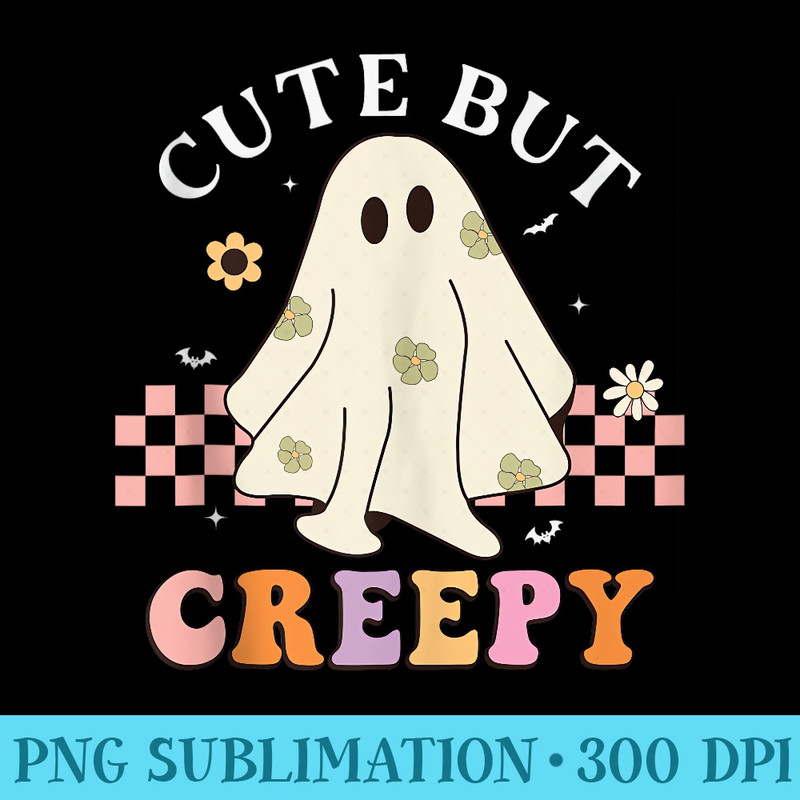 Cute But Creepy Groovy Ghost Spooky Floral Ghost Halloween - Printable PNG Graphics - Lifetime Access To Purchased Files