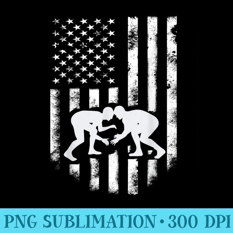 American Flag Wrestling T Distressed Wrestle - PNG Download Gallery - Instant Access To Downloadable Files