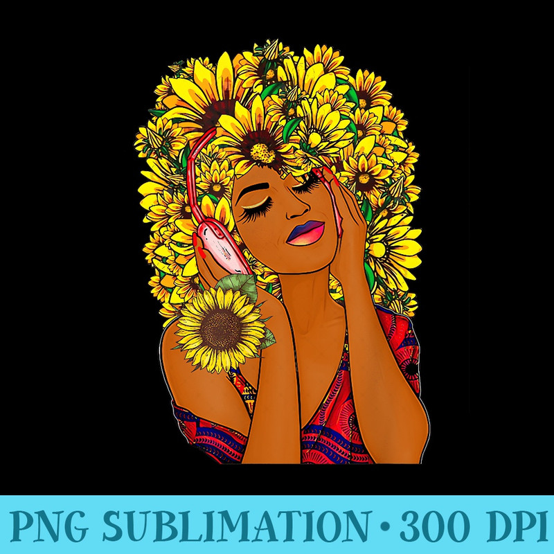Crazy Black Girl Sunflower Natural Hair - High Resolution PNG Download - Create with Confidence