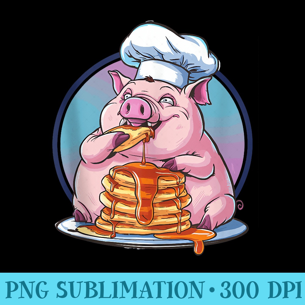 Funny Pig Eating a Pancake And Butter Maker Day Breakfast - PNG design assets - Perfect for Personalization