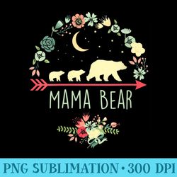 s mama bear with 2 cubs floral mothers day - png download resource