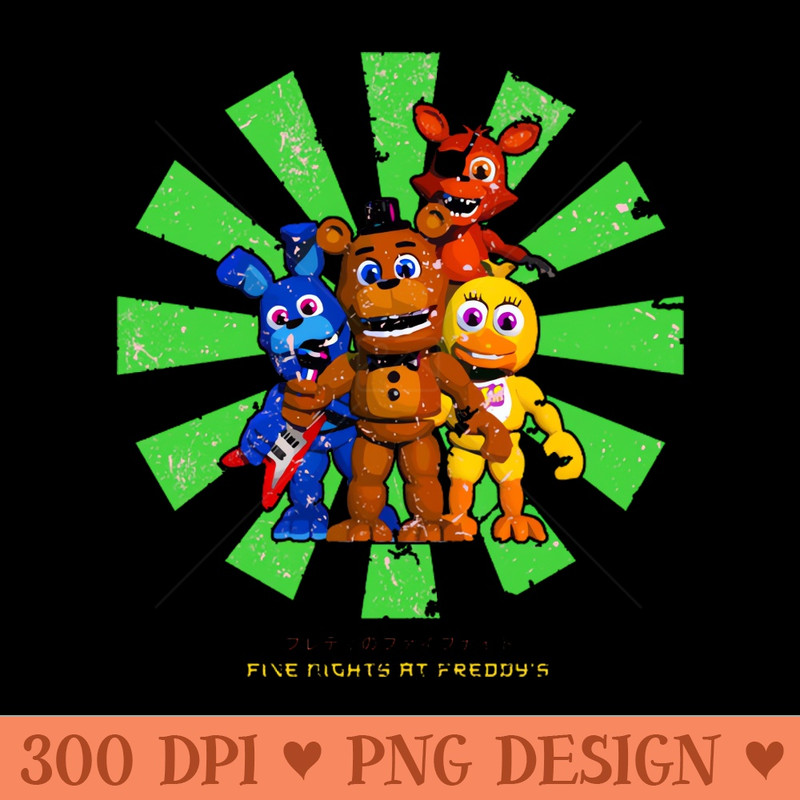 Five Nights At Freddys Retro Japanese - Sublimation printables PNG download - Boost Your Success with this Inspirational PNG Download