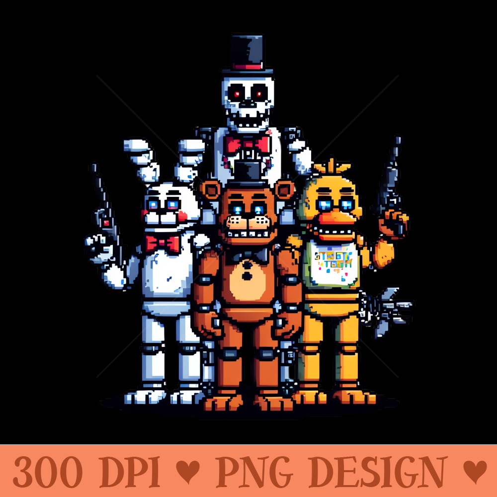 Pixel Five Nights At Freddys Retro San - Sublimation images PNG download - Fashionable and Fearless