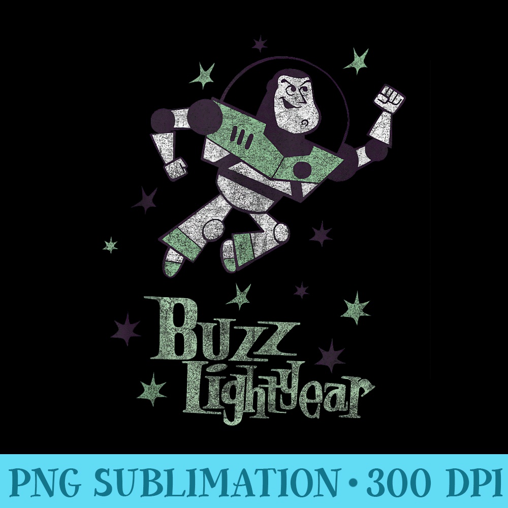 Disney Pixar Toy Story Vintage Retro Buzz Lightyear Stars - High Quality PNG Files - High Resolution And Print-Ready Designs