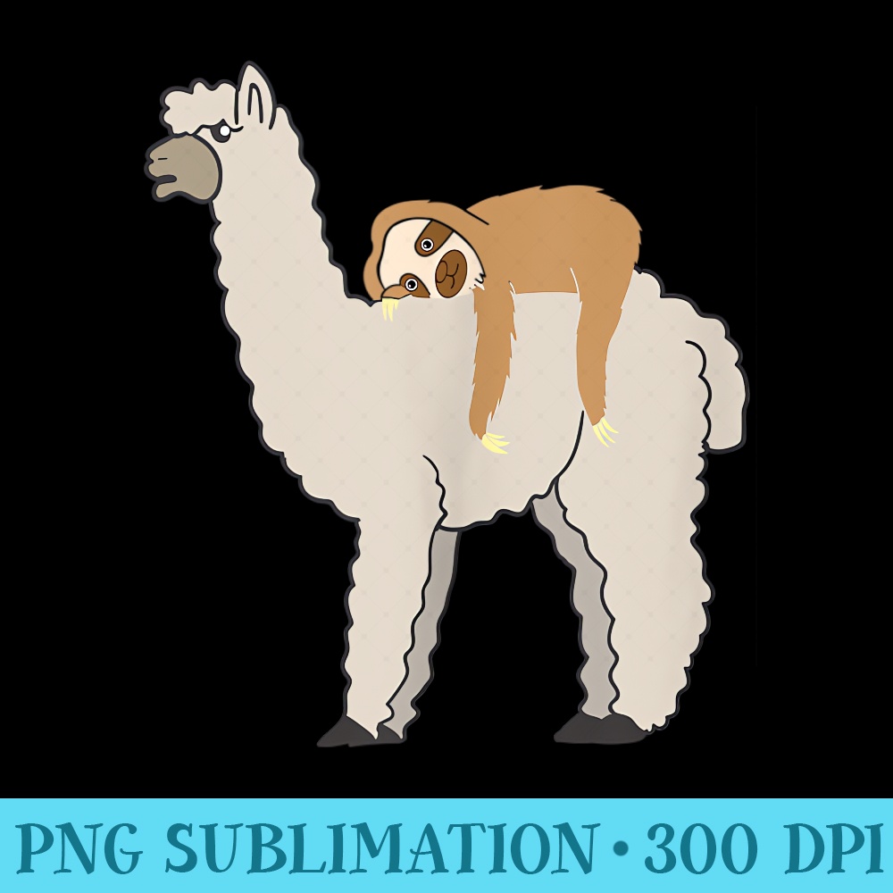 Sloth Riding Llama Adorable Fluffy Lama Sleepy Sloth Pals - Download PNG Files - Perfect for Sublimation Art