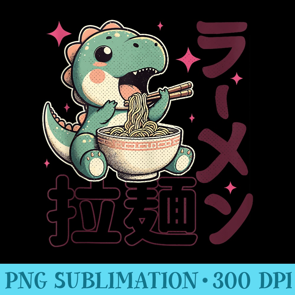 Kawaii Ramen Cute Anime Kawaii Trex Ramen Japanese Noodles - Mug Sublimation PNG - Instantly Transform Your Sublimation Projects