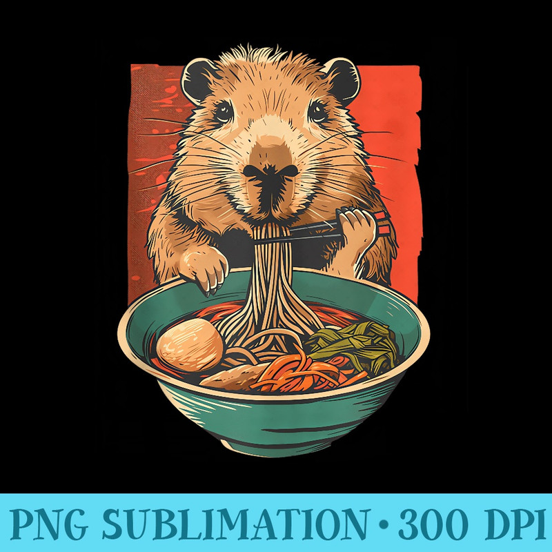 Capybara Japanese Eating Ramen Noodles Kawaii Anime - PNG Download Clipart - Quick And Seamless Download Process