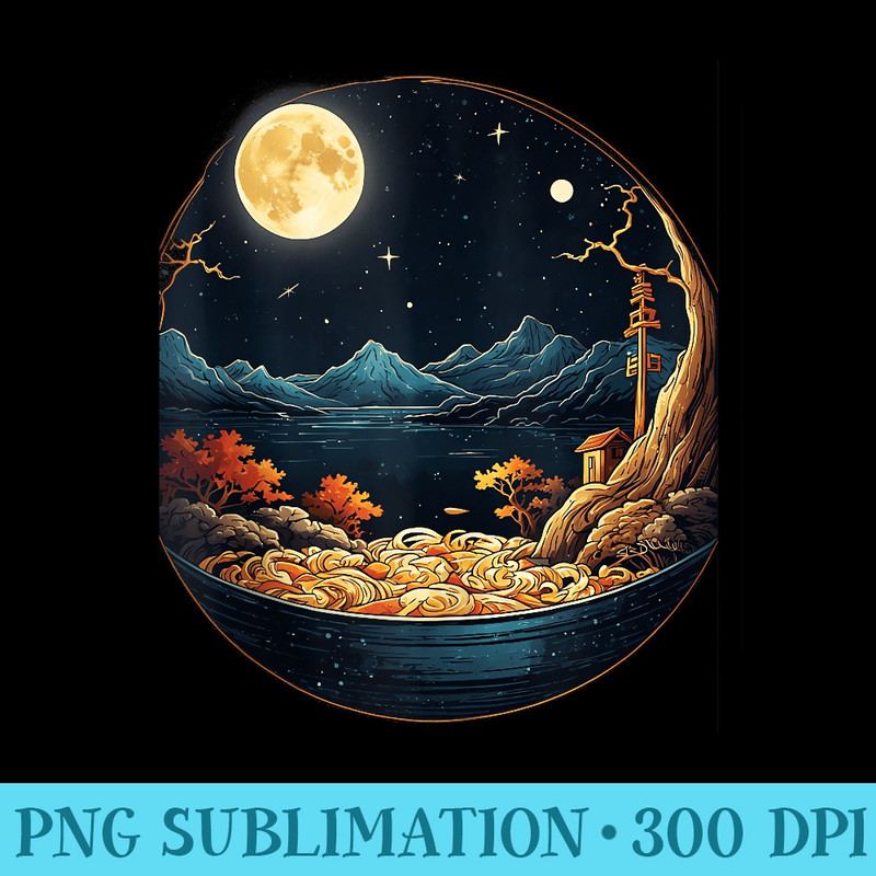 Japanese Moon Ramen Night Graphic Retro Anime Noodles Art - PNG Download Database - Limited Edition And Exclusive Designs