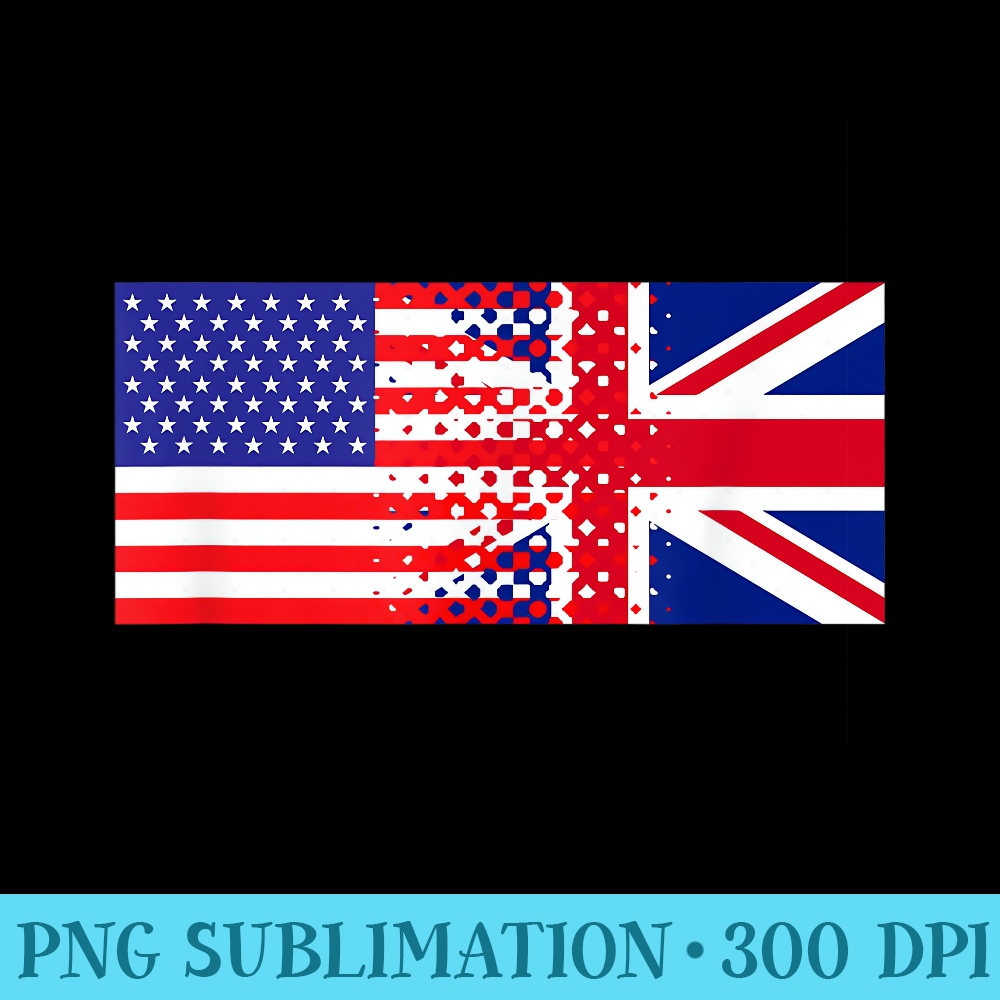 British American Flag Half English Half American - Sublimation artwork PNG download - High Resolution And Print-Ready Designs