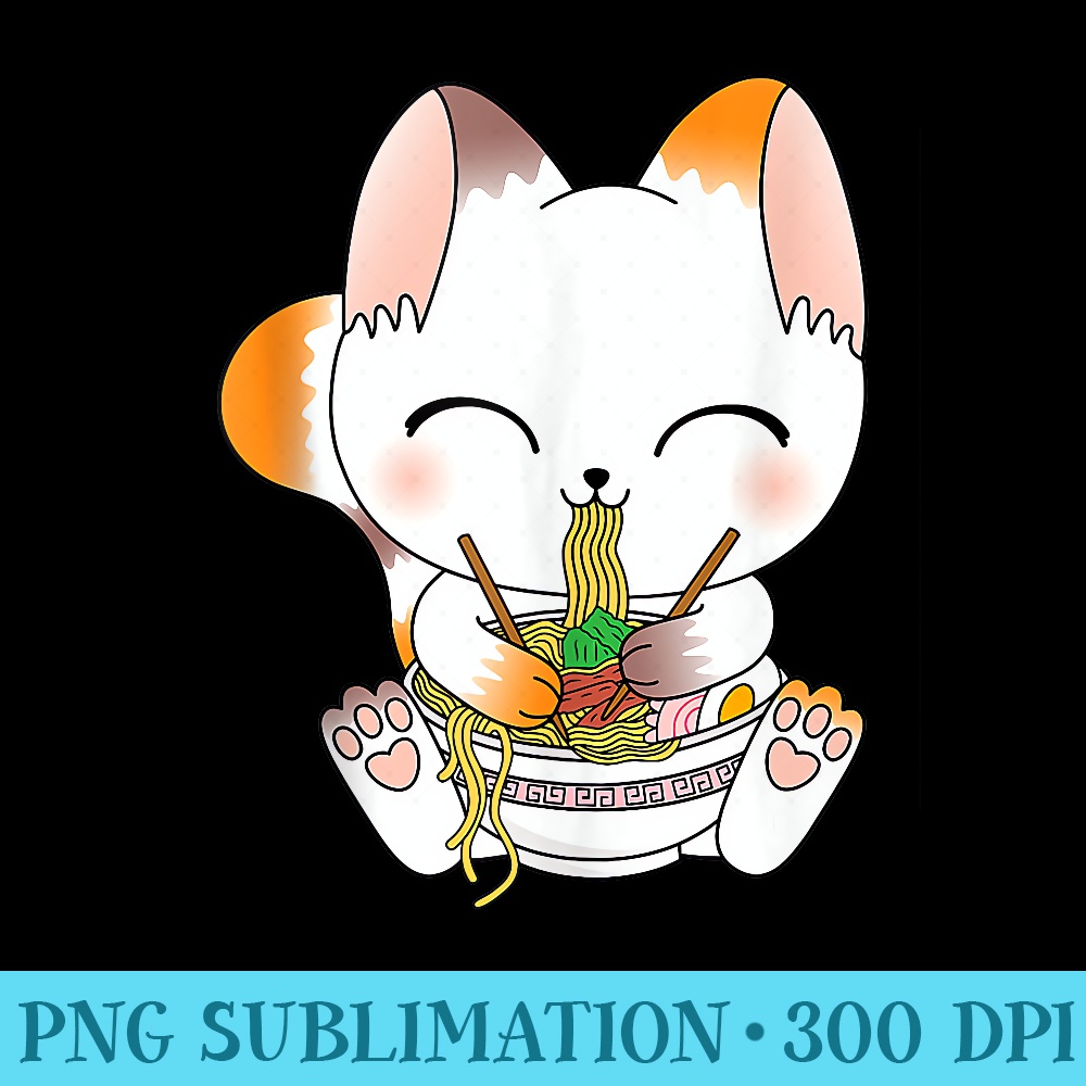 Cute Cat Ramen Noodles Kawaii Anime Girls n Japanese Food - Sublimation clipart PNG - Revolutionize Your Designs
