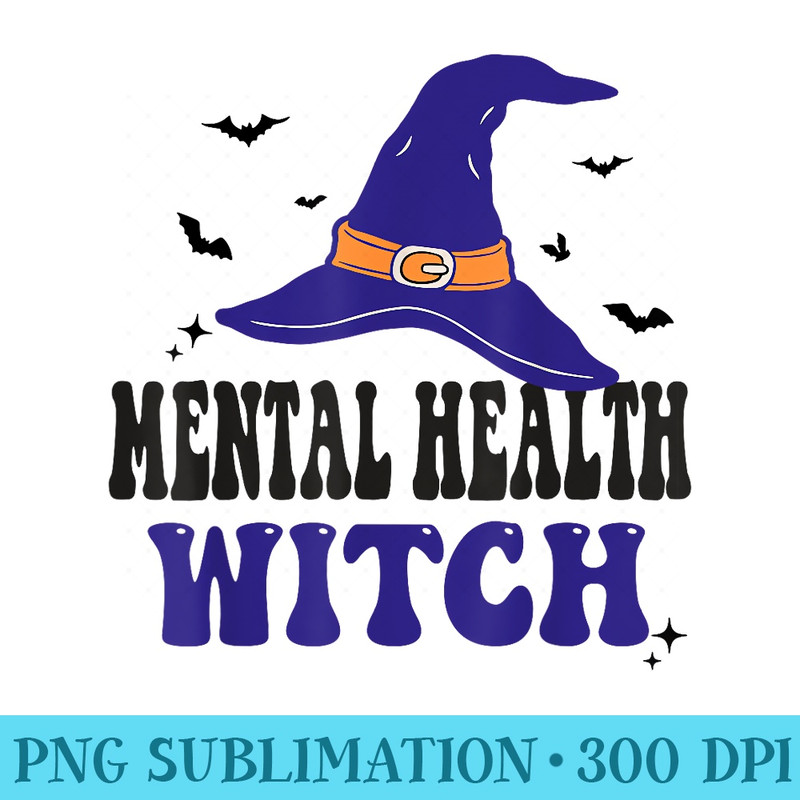 Mental Health Witch Halloween Funny Matching Group - PNG Download Transparent Background - Vibrant and Eye-Catching Typography