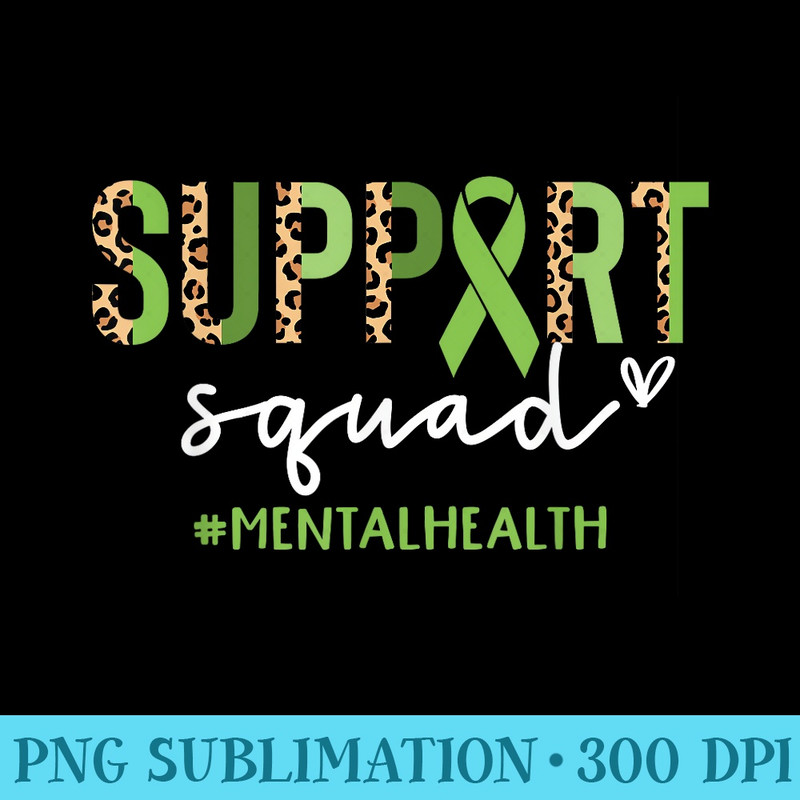 Support Squad Mental health Awareness Lime Green Ribbon - PNG Templates Download - Create with Confidence