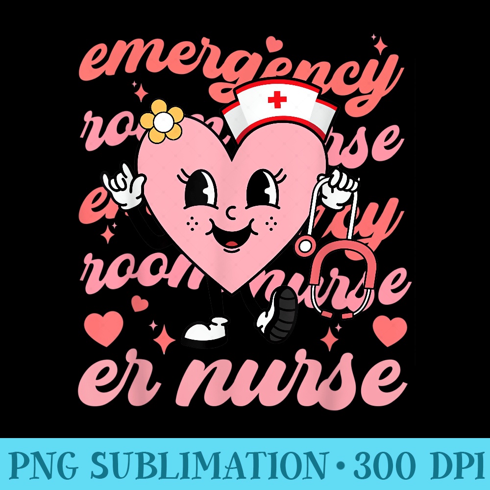 Retro Emergency Room Nurse Valentines Day Hearts Stethoscope - Shirt Graphics for Download - Enhance Your Apparel with Stunning Detail