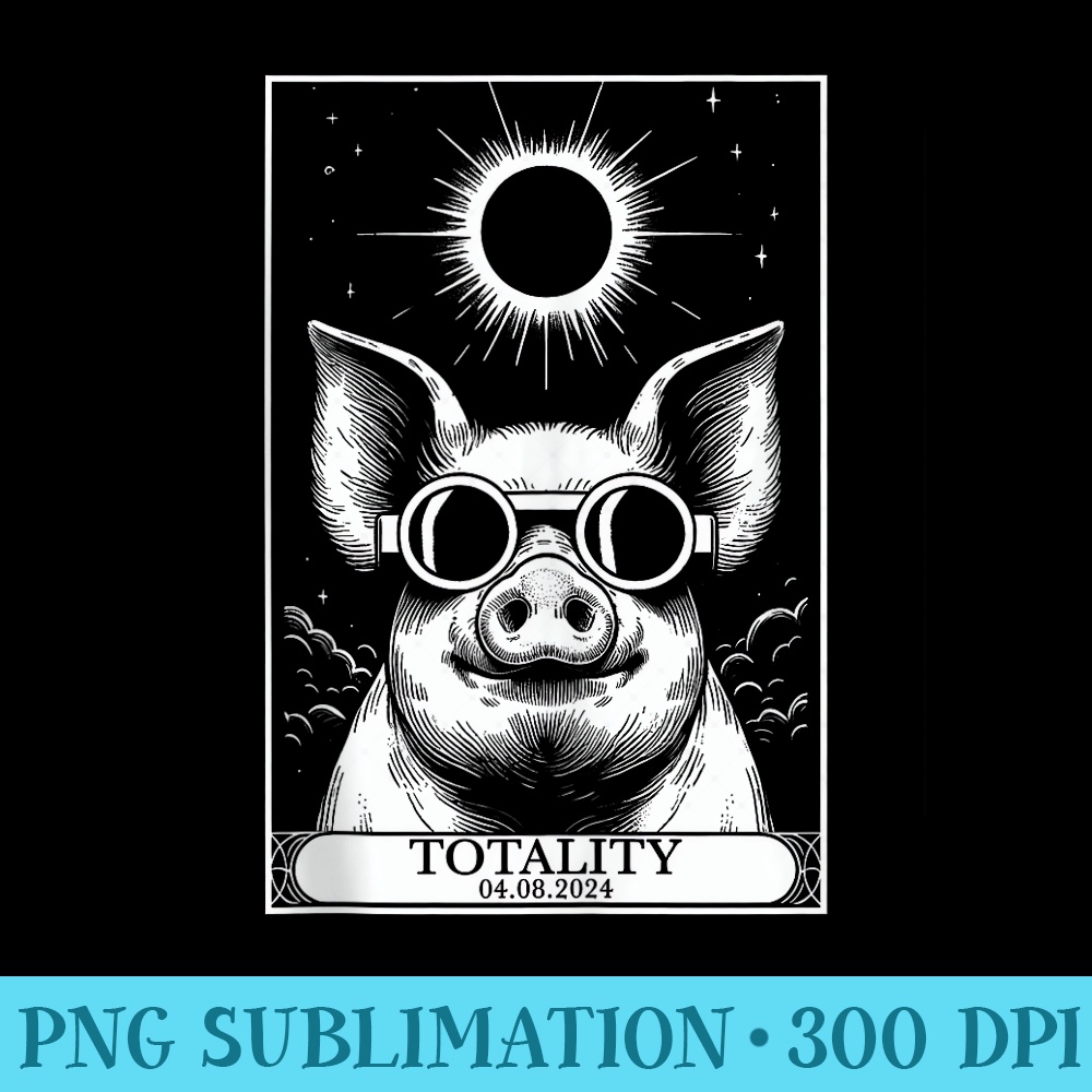 Solar Eclipse 2024 Totality Tarot Card Pig Astronomy - Shirt Drawing PNG - Defying the Norms