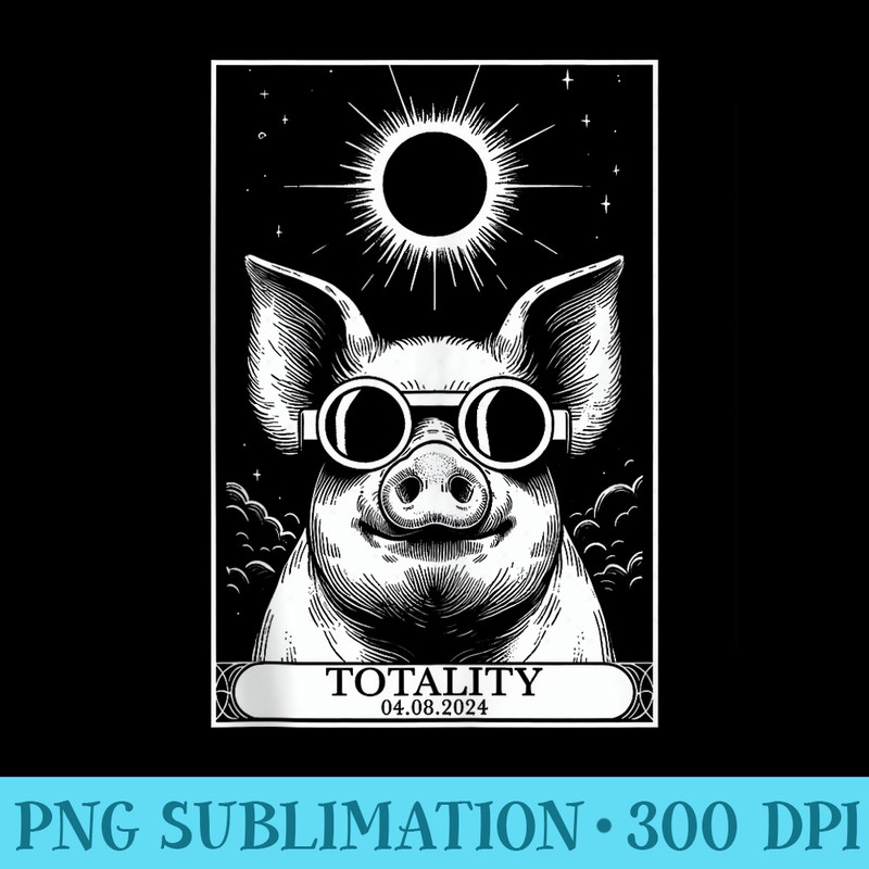 Solar Eclipse 2024 Totality Tarot Card Pig Astronomy - Shirt Drawing PNG - Defying the Norms