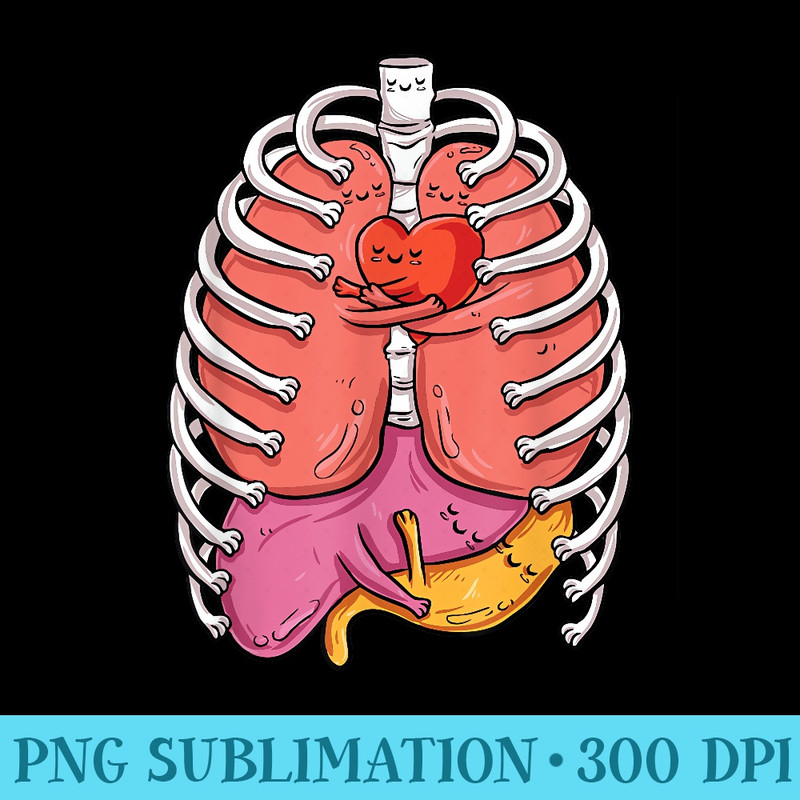 Hugging Anatomy Funny Skeleton Organ Hug - Sublimation clipart PNG - Eco Friendly And Sustainable Digital Products