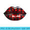 Christmas Buffalo Plaid Lips Kiss Pajama Party Matching - PNG Download Transparent Background - Bold & Eye-catching