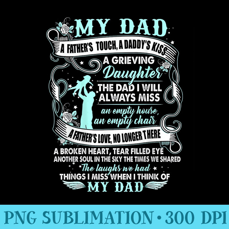 My Dad in Memories Poem, Daughter Son Loss Daddy in Heaven - Shirt Graphics for Download - Perfect for Personalization