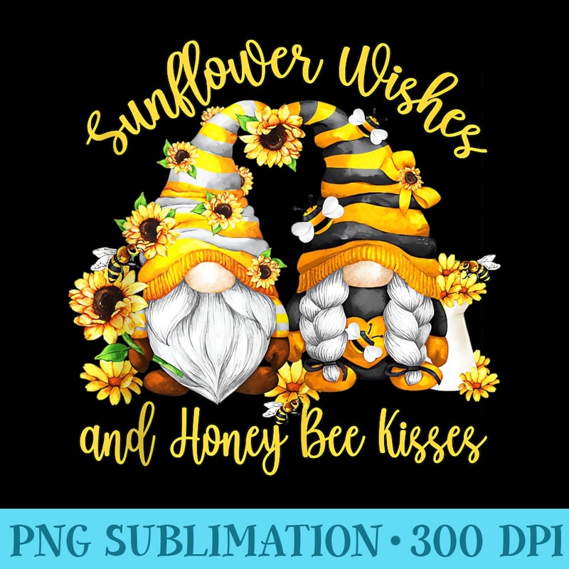 Floral Sunflower Wishes For Mom With Cute Honey Bee Gnome - PNG Download Website - Unique And Exclusive Designs