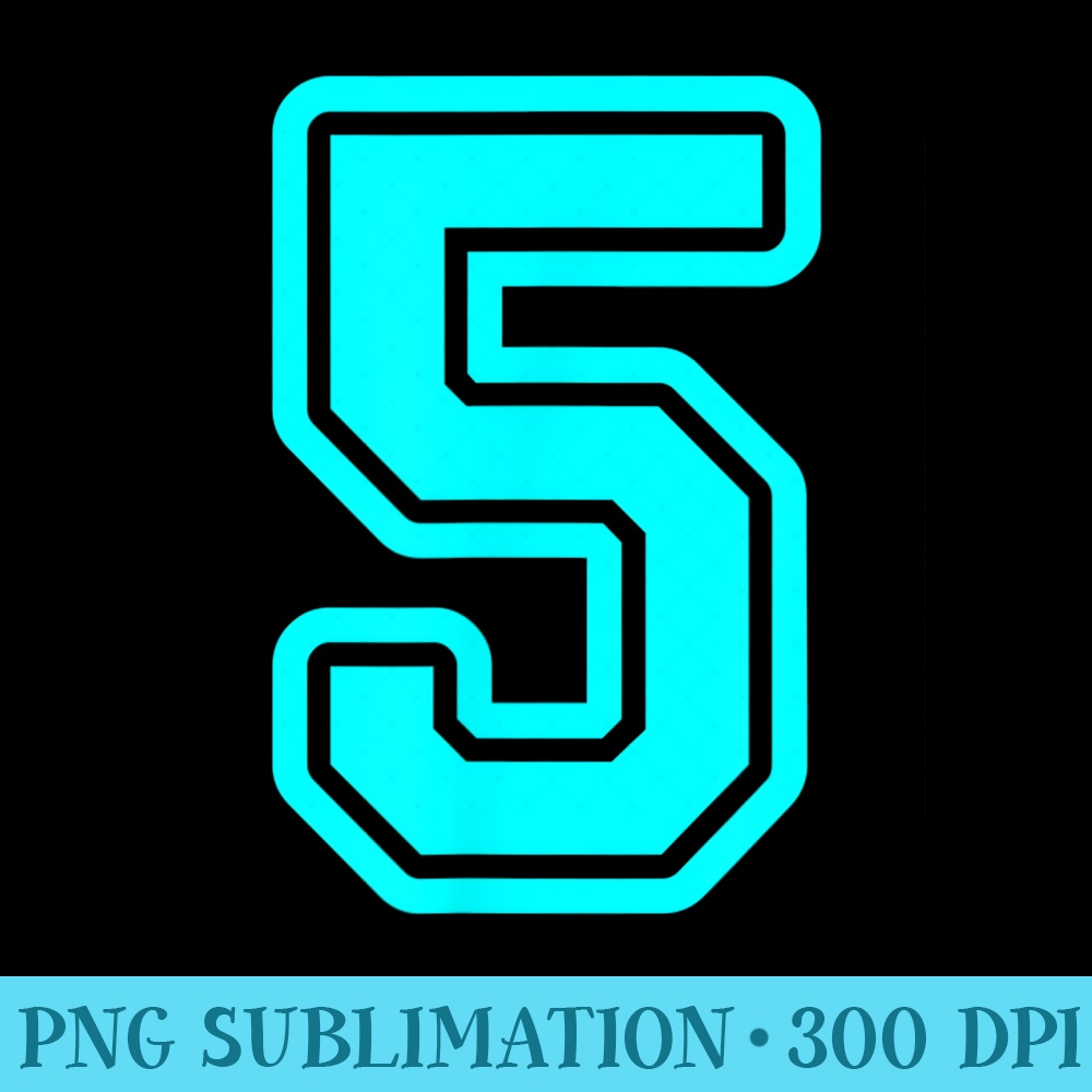 Jersey 5 Cyan Sports Team Player Fan Jersey Number - PNG Download Template - Add a Festive Touch to Every Day