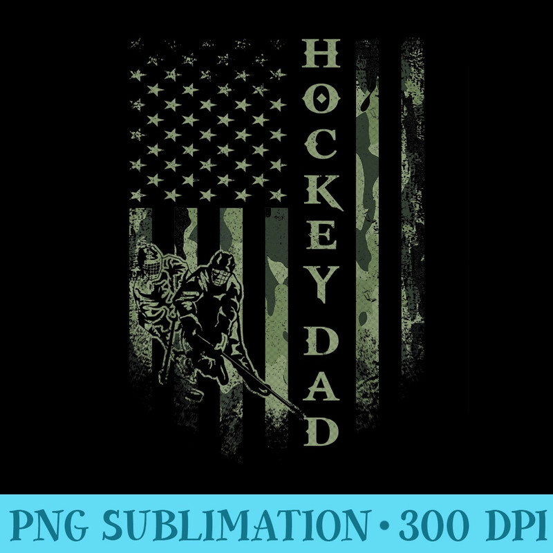 Vintage USA American Camo Flag Proud Hockey Dad Silhouette - Shirt Graphic Resources - Defying the Norms