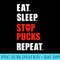 Eat Sleep Stop Pucks Repeat Funny Hockey Goalie Mask - Ready To Print PNG Designs - Eco Friendly And Sustainable Digital Products