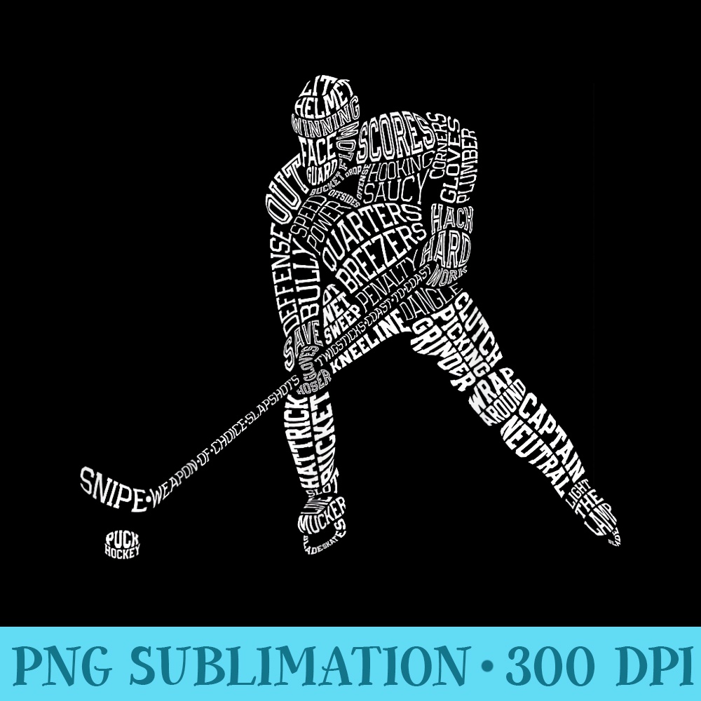 Hockey Player Typography T shirt for Youth Girls - Blank Shirt Template PNG - Eco Friendly And Sustainable Digital Products