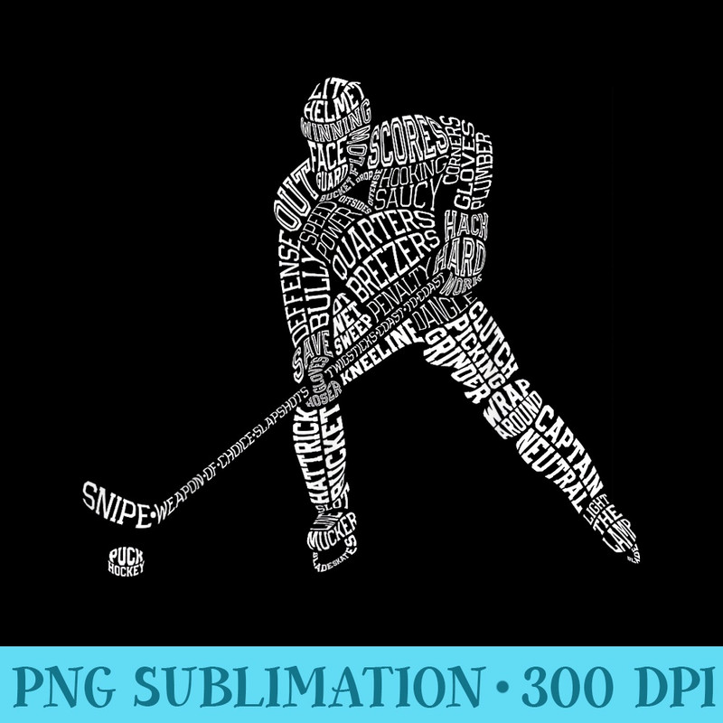 Hockey Player Typography T shirt for Youth Girls - Blank Shirt Template PNG - Eco Friendly And Sustainable Digital Products