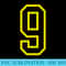 Jersey Number 9 Yellow Black Birthday Sports Number - PNG Download Source - Revolutionize Your Designs