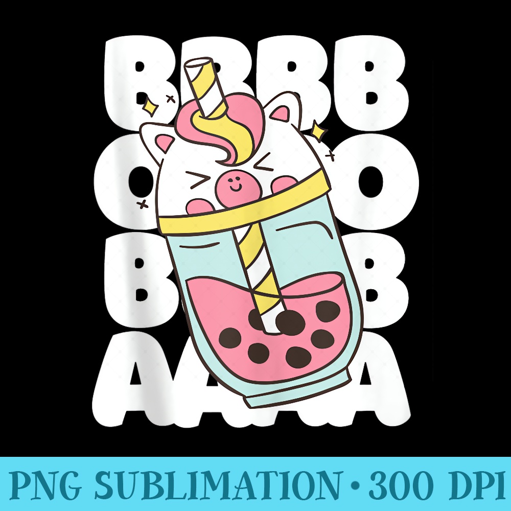 Cat Boba Tea Bubble Tea Anime Kawaii Unicorn Boba Tea Girls - PNG Sublimation - Premium Quality PNG Artwork