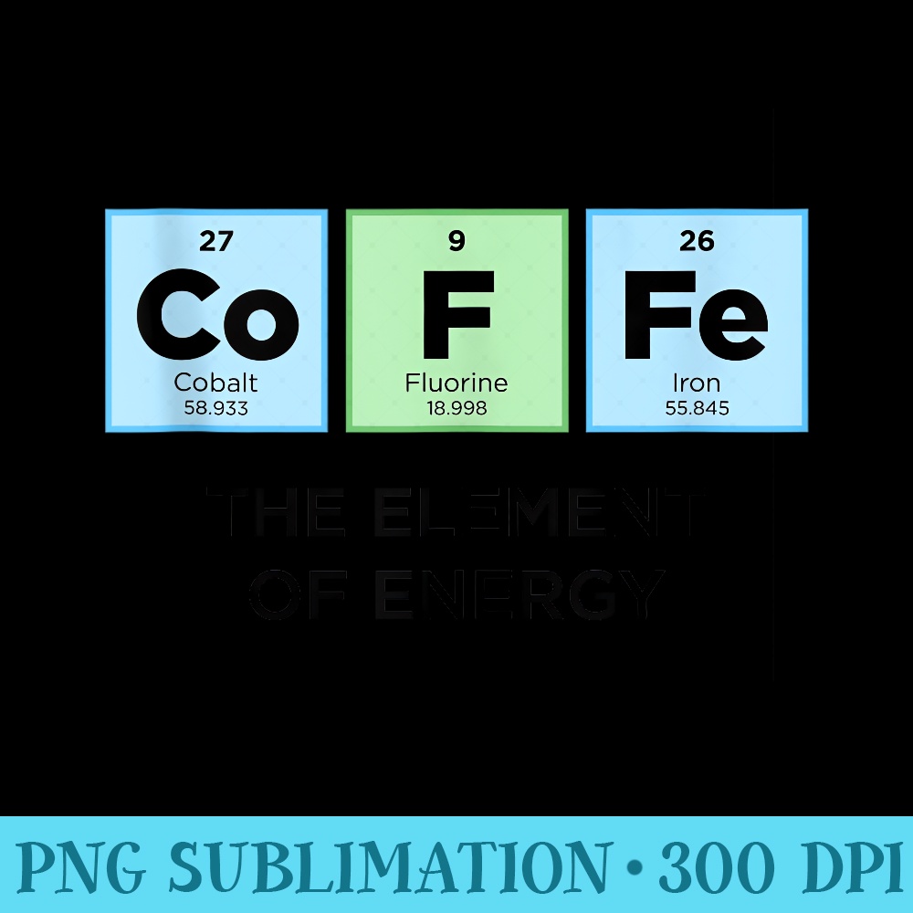 COFFEE Element of Energy Funny Periodic Table of Elements - Unique PNG Artwork - Instant Access To Downloadable Files