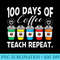 Womens 100 DAYS OF COFFEE CHAOS 100th Day School Teacher - PNG Image Download - Perfect for Sublimation Mastery