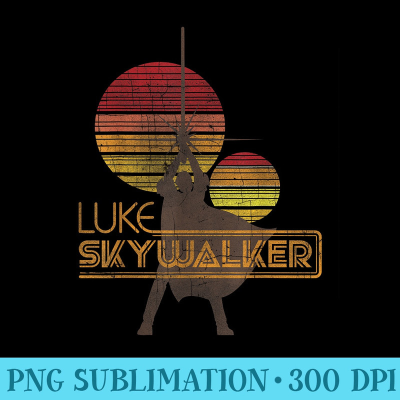 Star Wars Retro Luke Skywalker Silhouette Suns T - PNG Templates Download - Create with Confidence