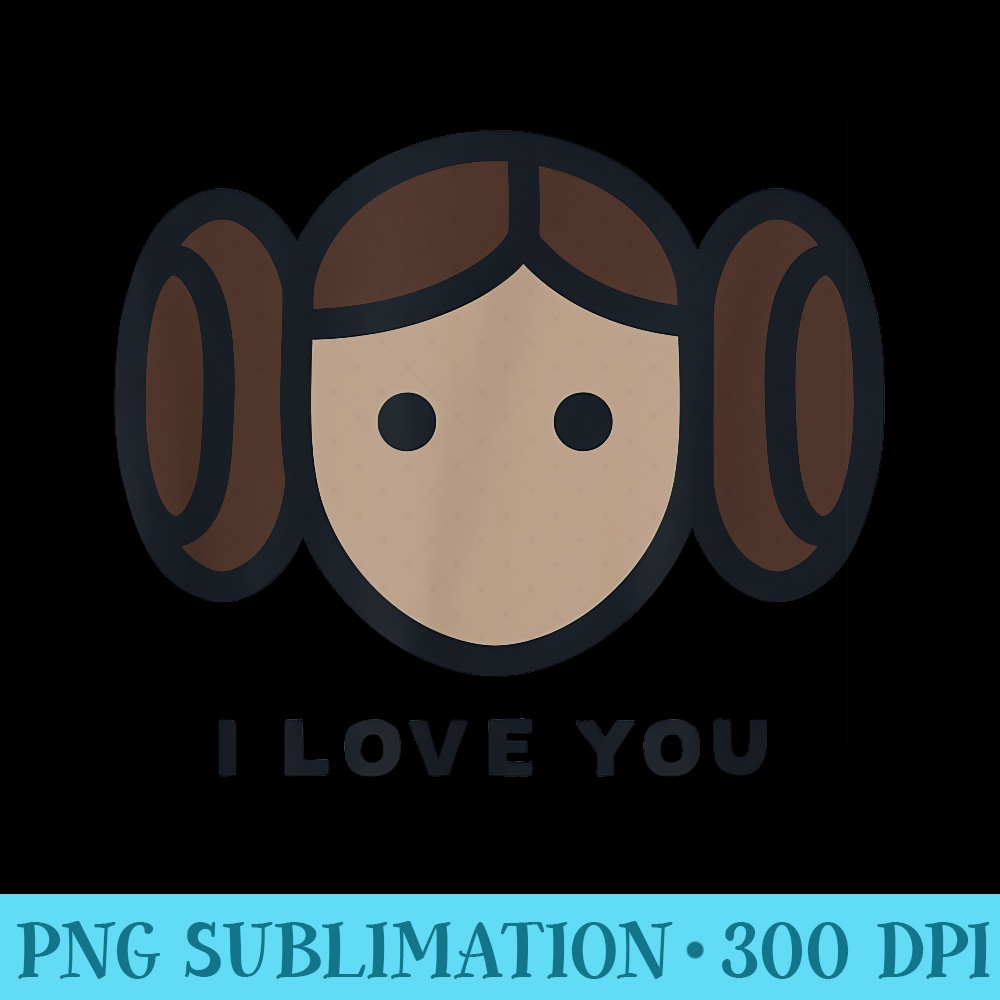 Star Wars Cartoon Princess Leia I Love You - PNG Sublimation - Capture Imagination with Every Detail