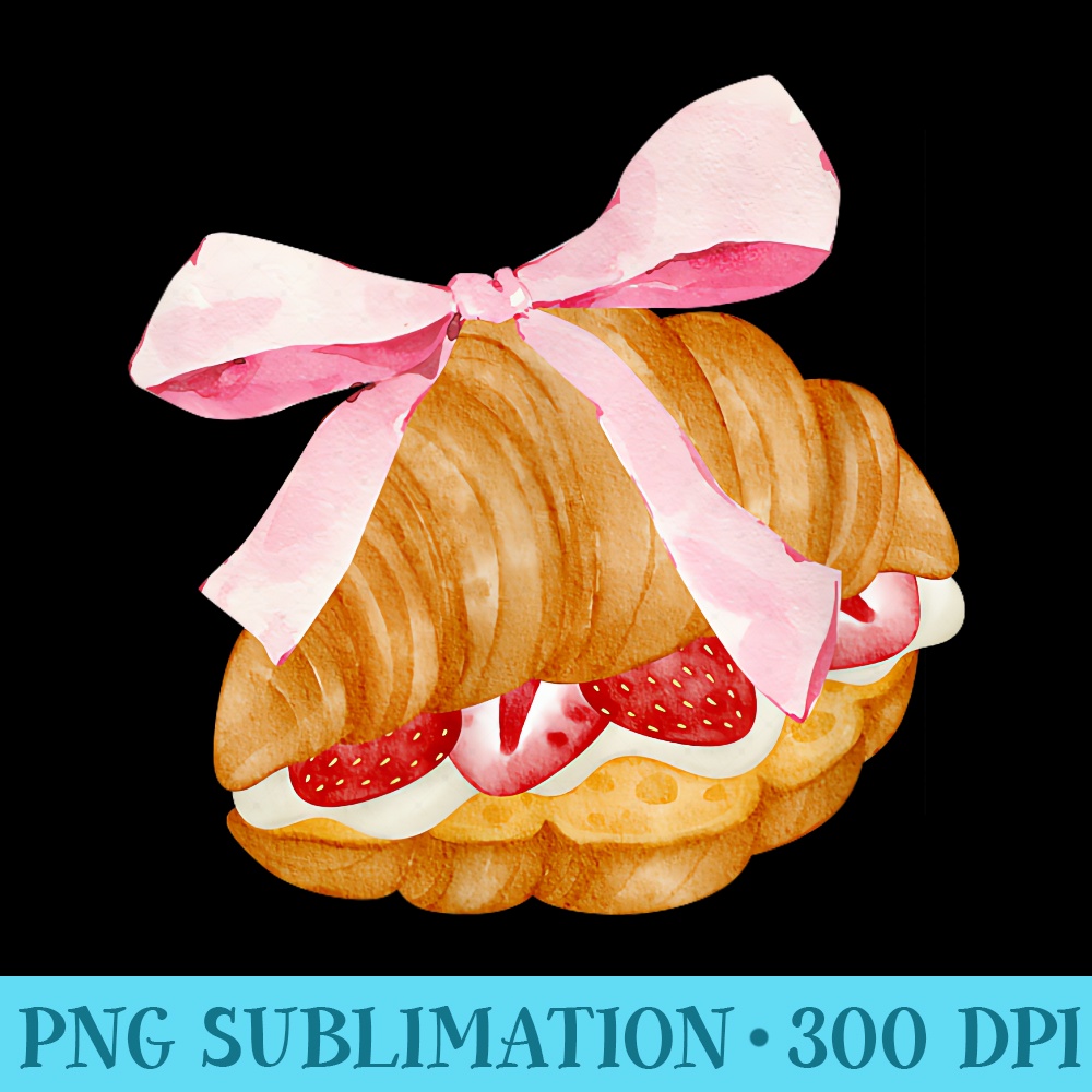 Strawberry Croissant Pink Bow Coquette Aesthetic Cottagecore - PNG Download Gallery - Boost Your Success with this Inspirational PNG Download