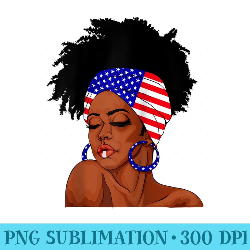 Black Girl US Flag Melanin Afro 4th Of July African American Raglan Baseball - Free PNG Download - Bring Your Designs to Life