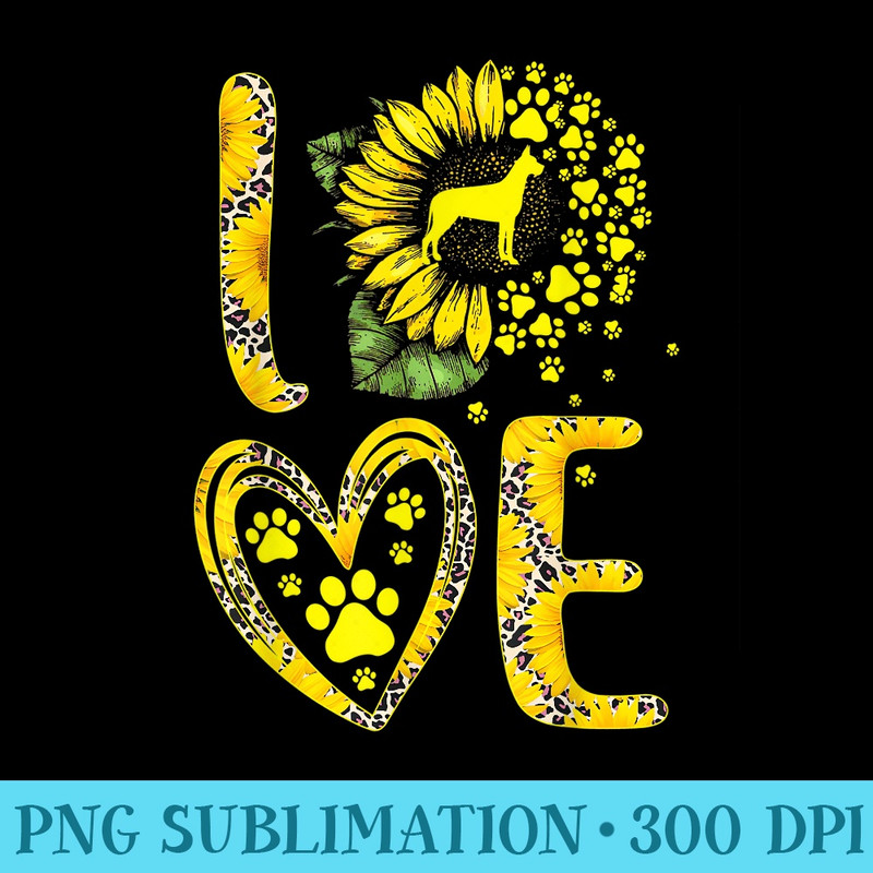 Love Great Dane Sunflower For Dog Lover - Sublimation patterns PNG - Perfect for Creative Projects