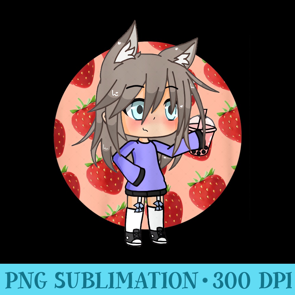 Gacha Cute Kawaii Anime Style Strawberry Girl girls - Transparent Shirt Clip Art - High Resolution And Print-Ready Designs