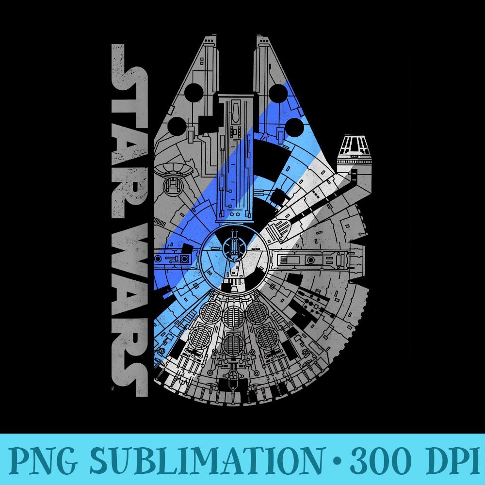 Star Wars Millennium Falcon Blue Shadow Graphic T - PNG Download Button - Add a Festive Touch to Every Day