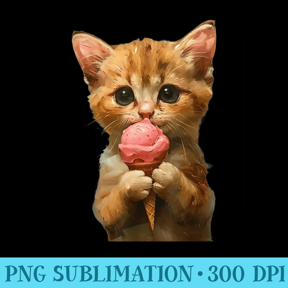 Cute Kitten Eating Strawberry Ice Cream 0186.jpg