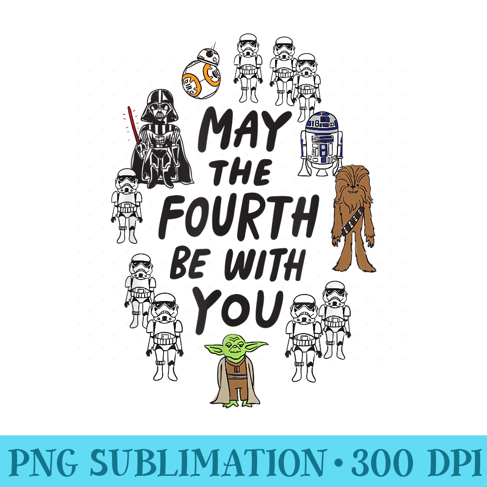 Amazon Essentials May the Fourth Be With You Doodle Characters T, White, Small - Shirt Printing Template PNG - Capture Imagination with Every Detail