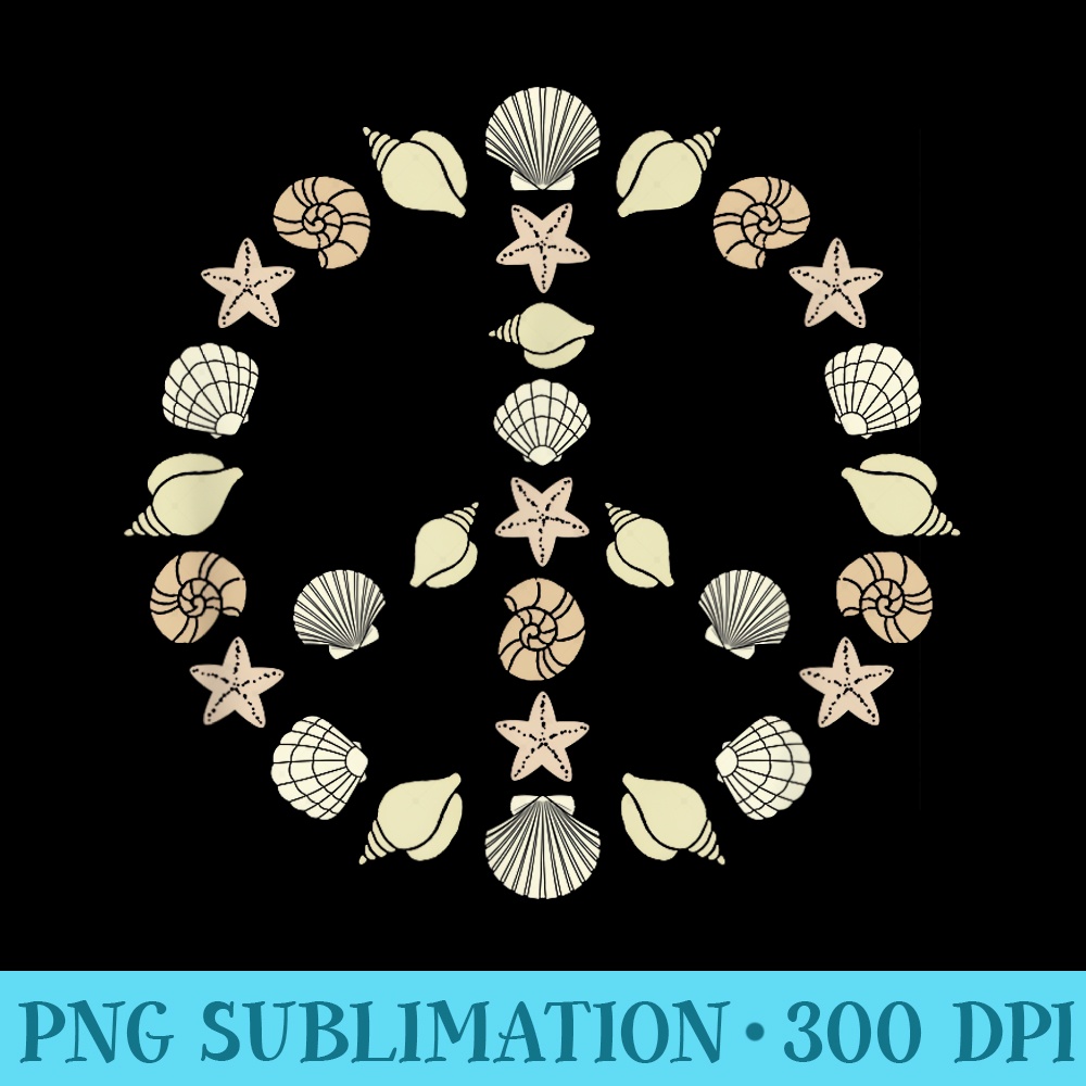 Seashell Peace Sign Natural Colors - Transparent Shirt Design - Unleash Your Creativity