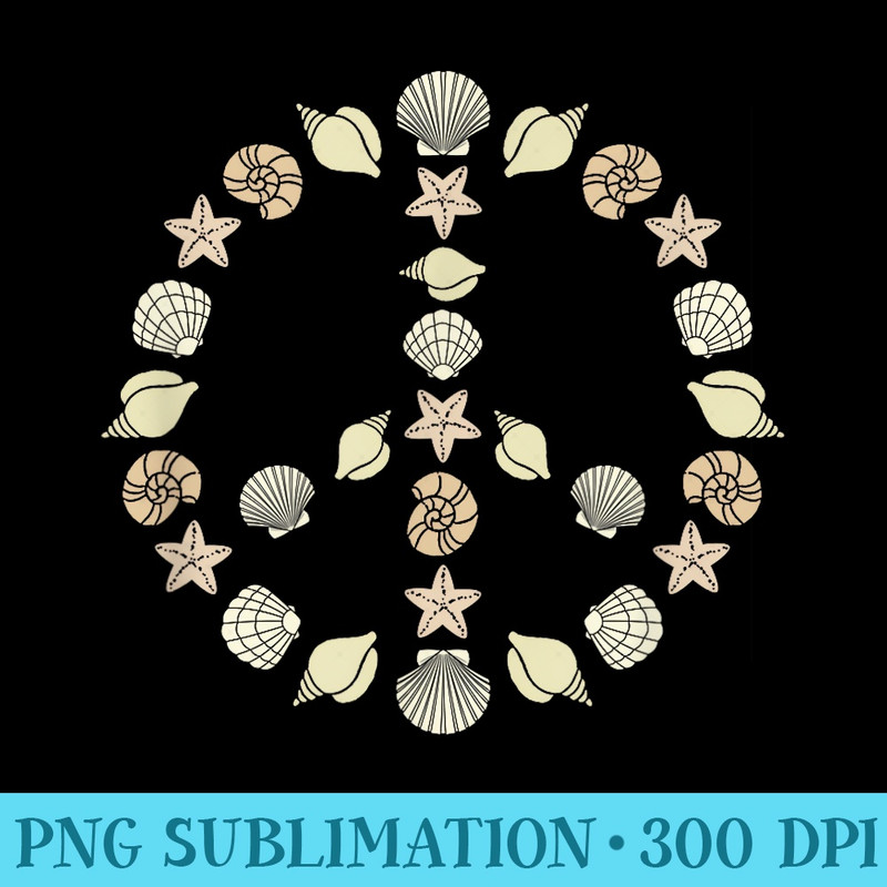 Seashell Peace Sign Natural Colors - Transparent Shirt Design - Unleash Your Creativity